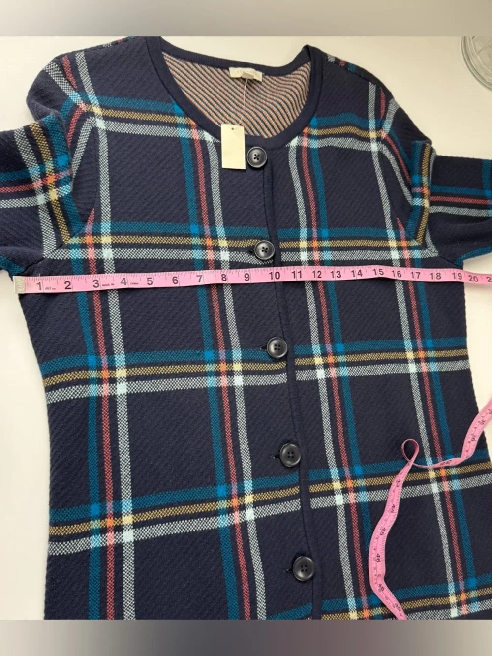 Talbots Cardigan Sweater Womens Medium Blue Multicolor Plaid Buttons Knit NWT - Picture 5 of 9